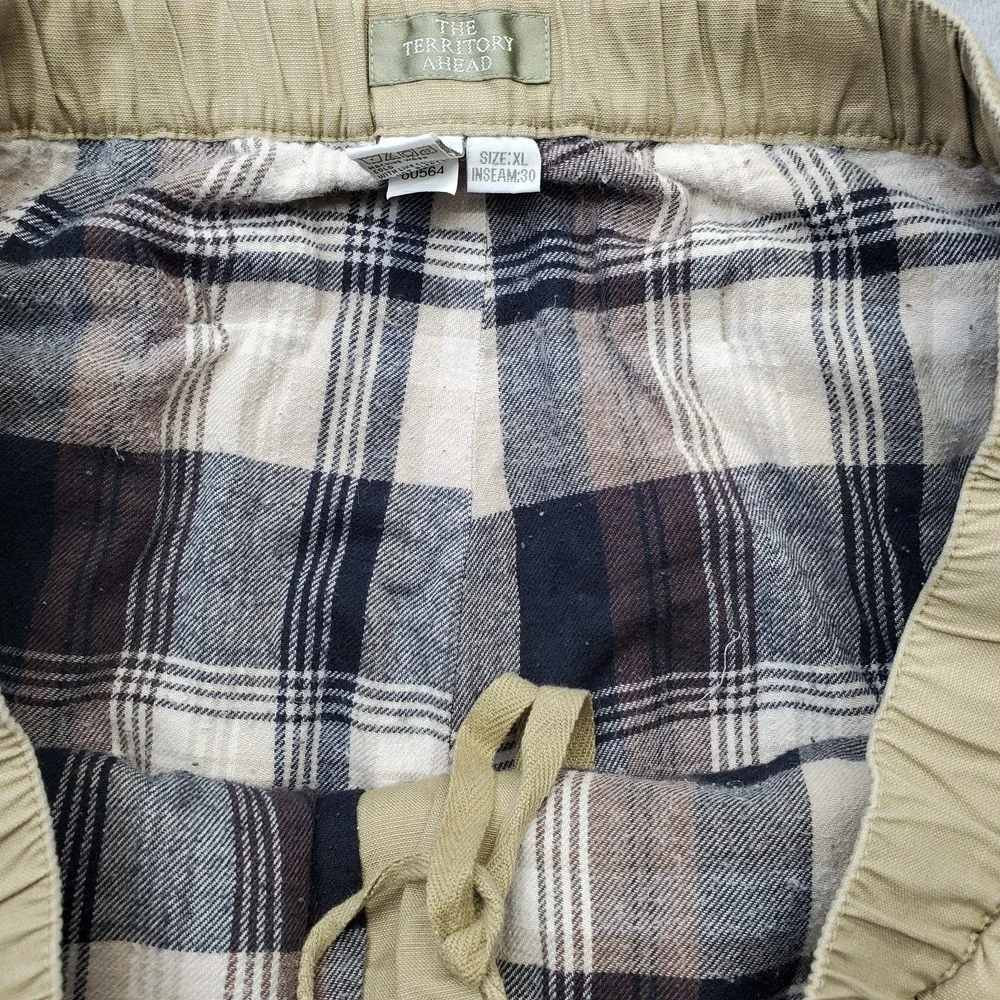 The Territory Ahead Golf‎ Chino Pants Mens XL Tan Flannel Lined Elastic Waist
